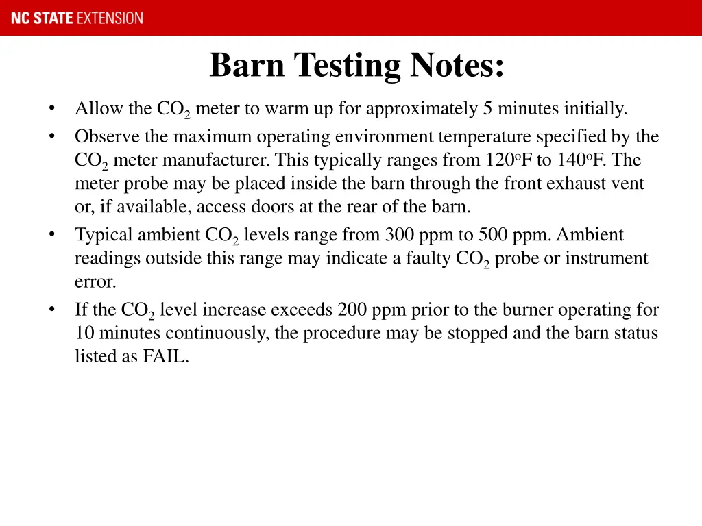 barn testing notes