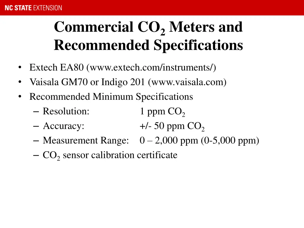 commercial co 2 meters and recommended