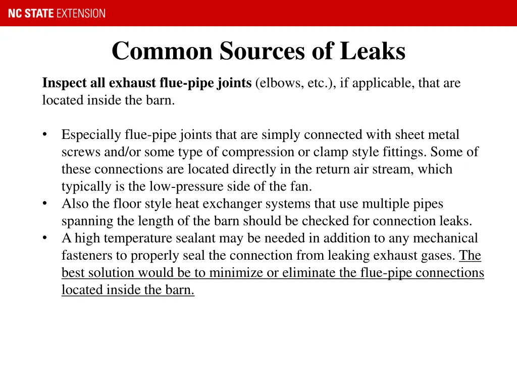 common sources of leaks