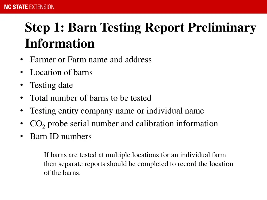 step 1 barn testing report preliminary