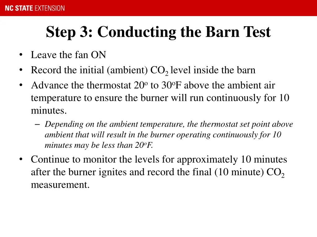 step 3 conducting the barn test