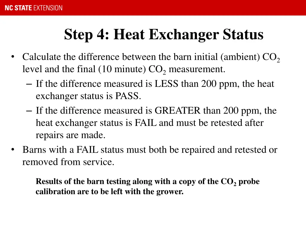 step 4 heat exchanger status