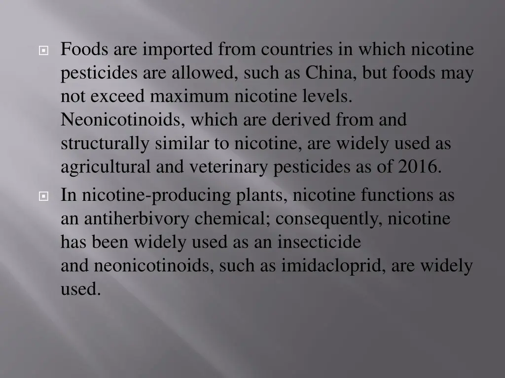 foods are imported from countries in which