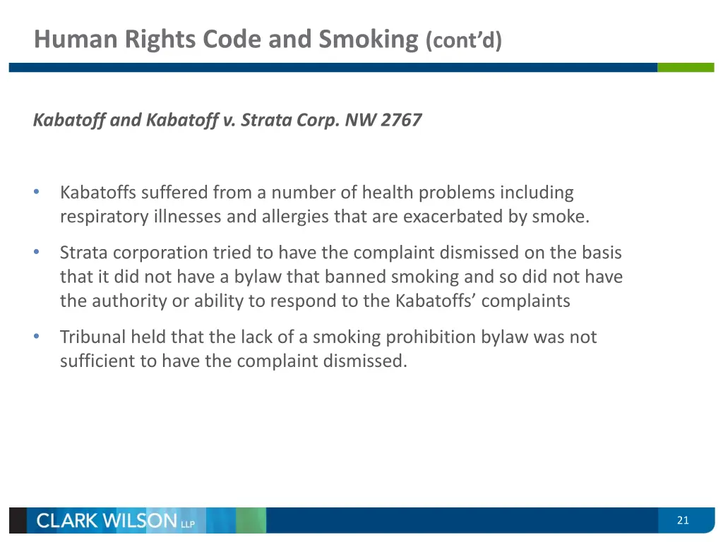 human rights code and smoking cont d