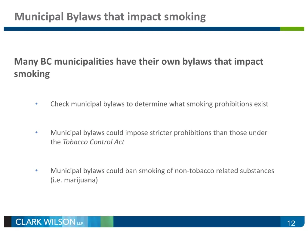 municipal bylaws that impact smoking