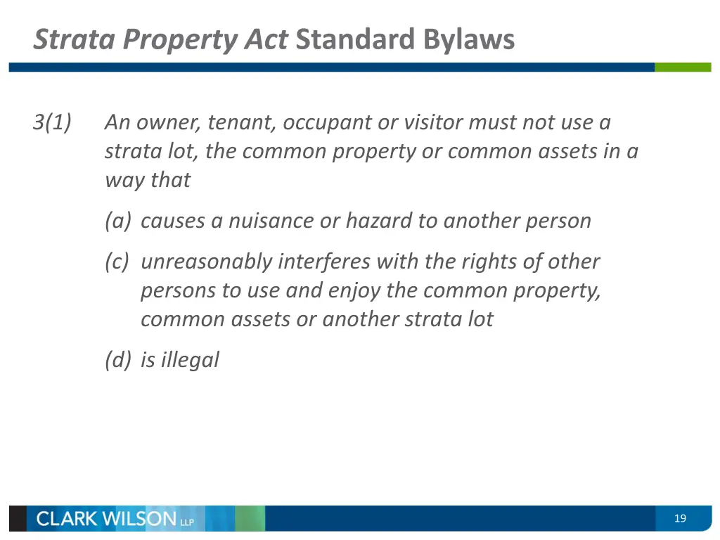 strata property act standard bylaws