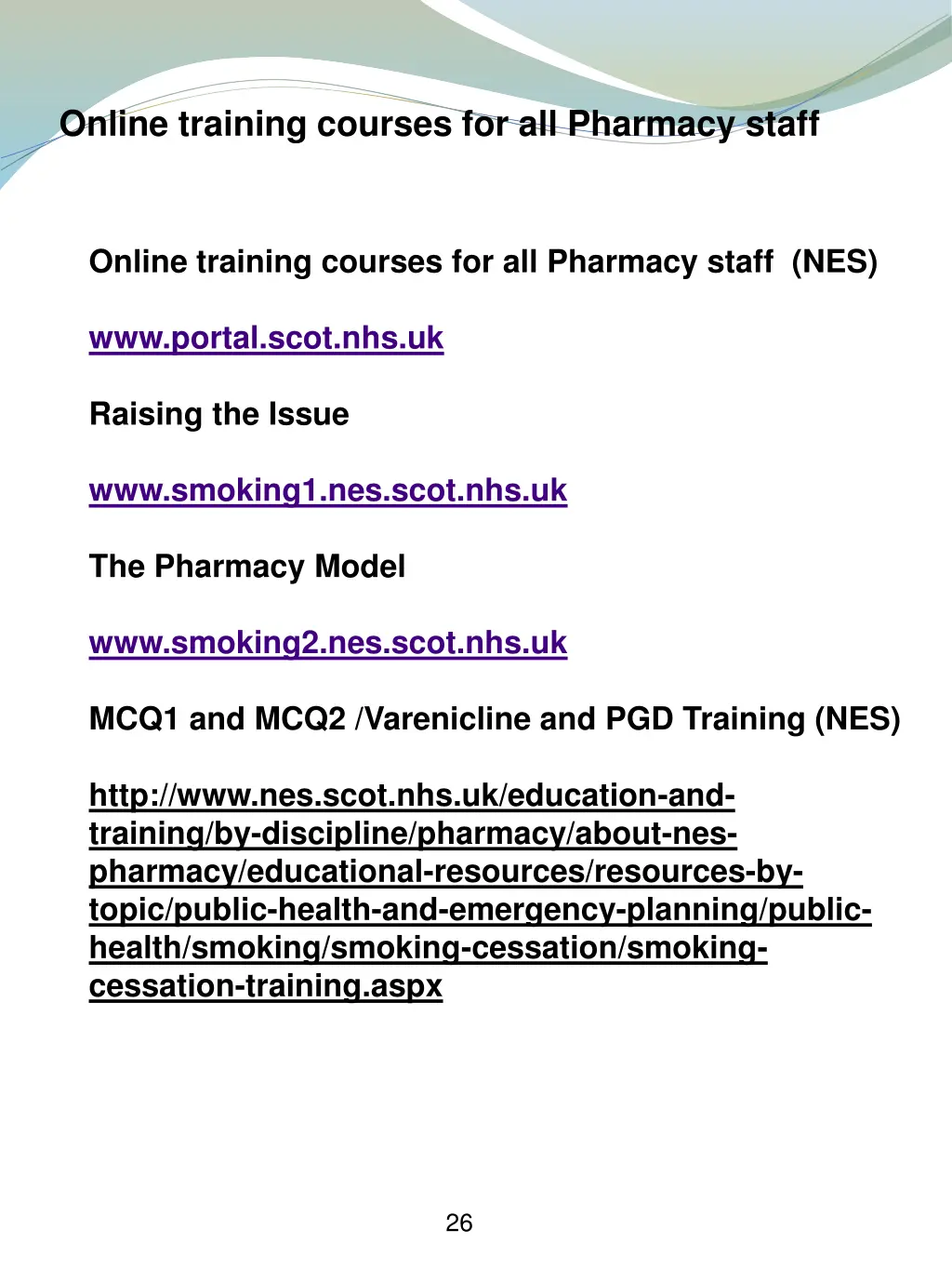 online training courses for all pharmacy staff