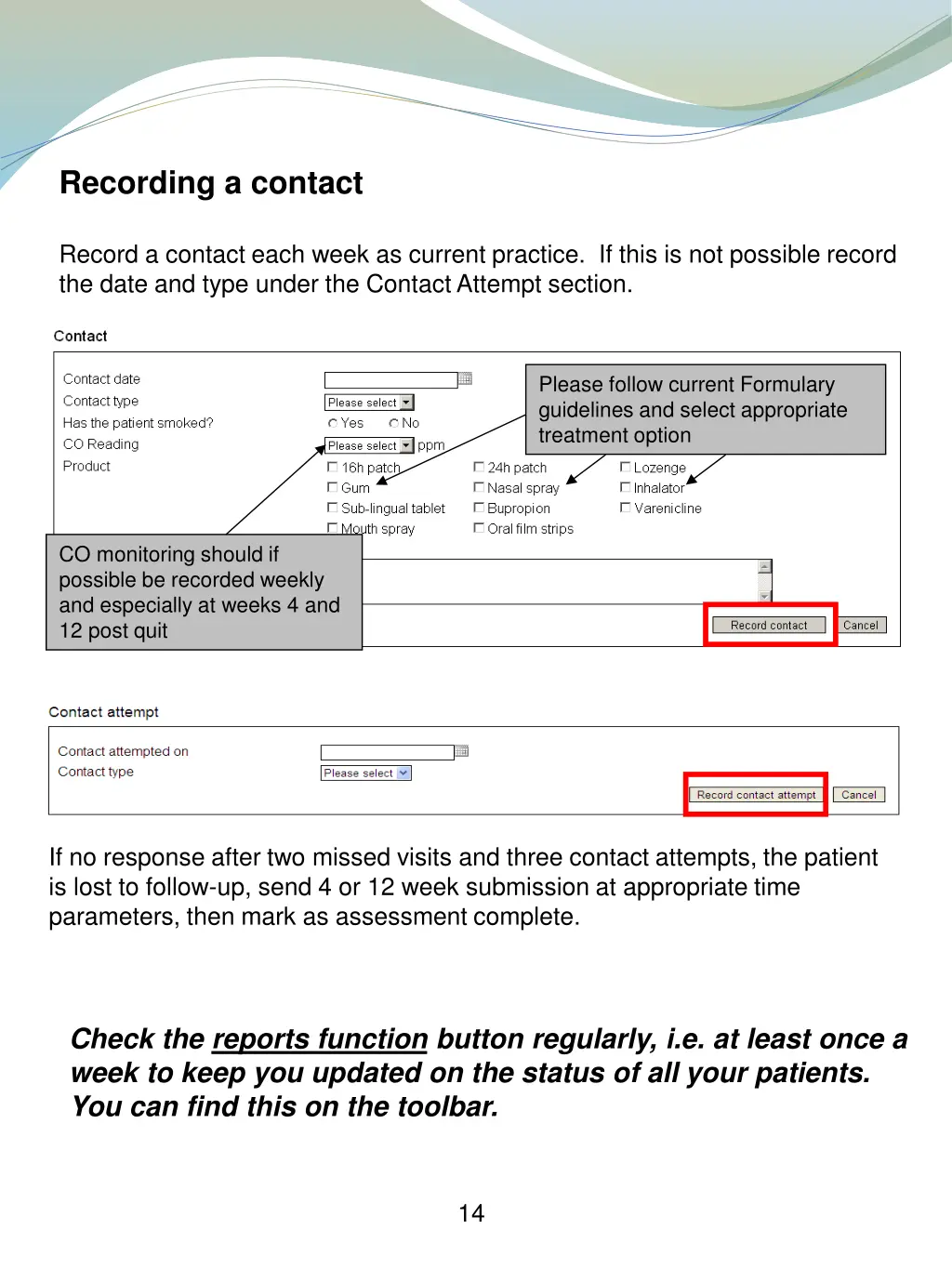 recording a contact