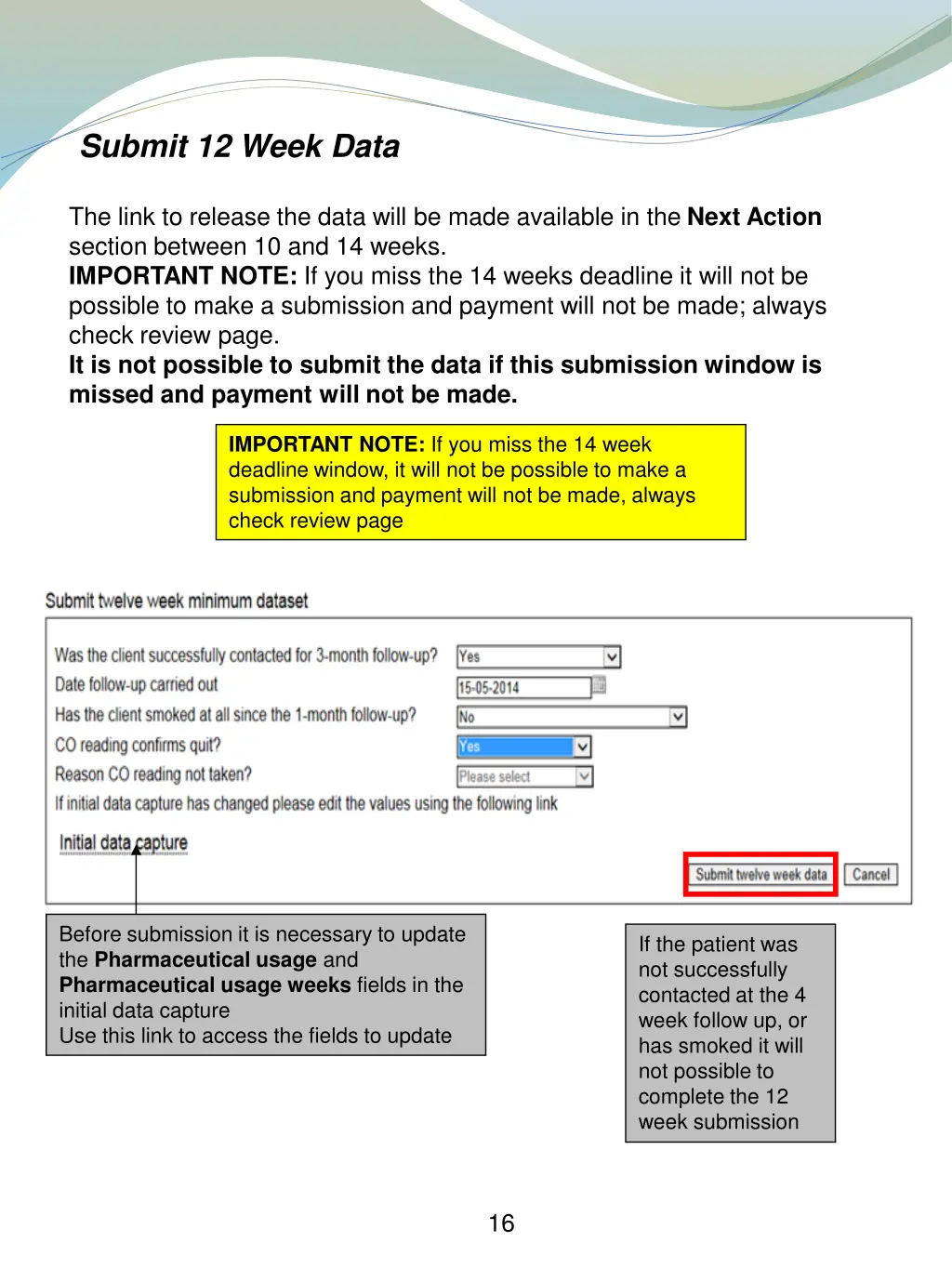 submit 12 week data