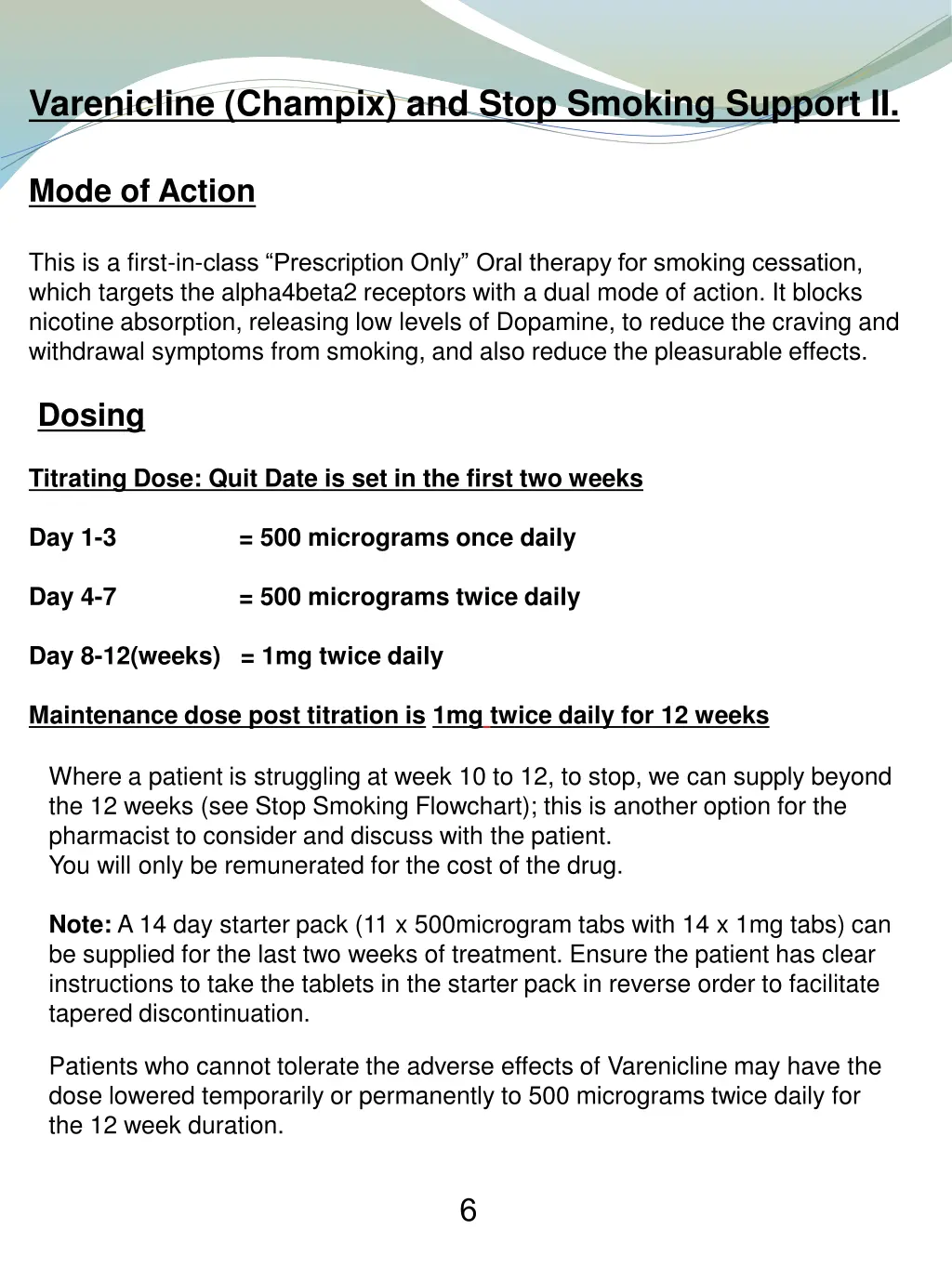 varenicline champix and stop smoking support ii