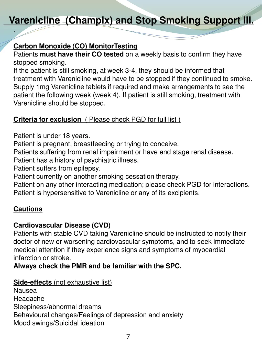 varenicline champix and stop smoking support iii