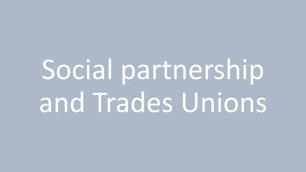 social partnership and trades unions