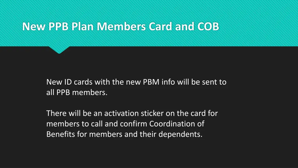 new ppb plan members card and cob