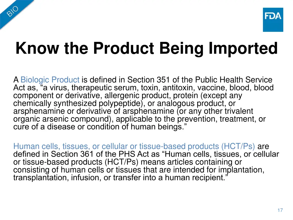 know the product being imported