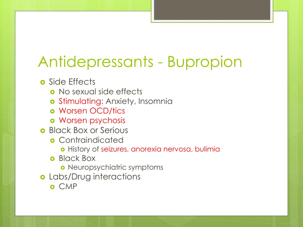 antidepressants bupropion