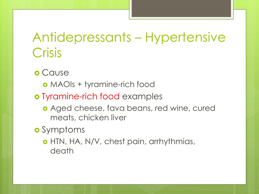 antidepressants hypertensive crisis