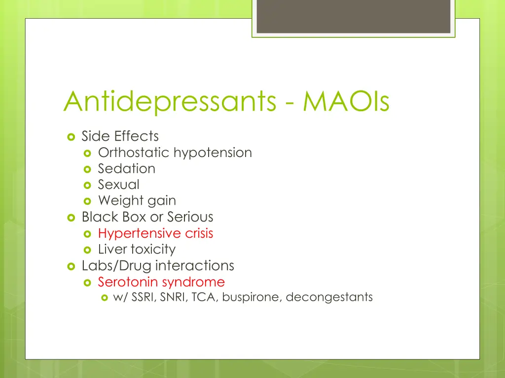 antidepressants maois