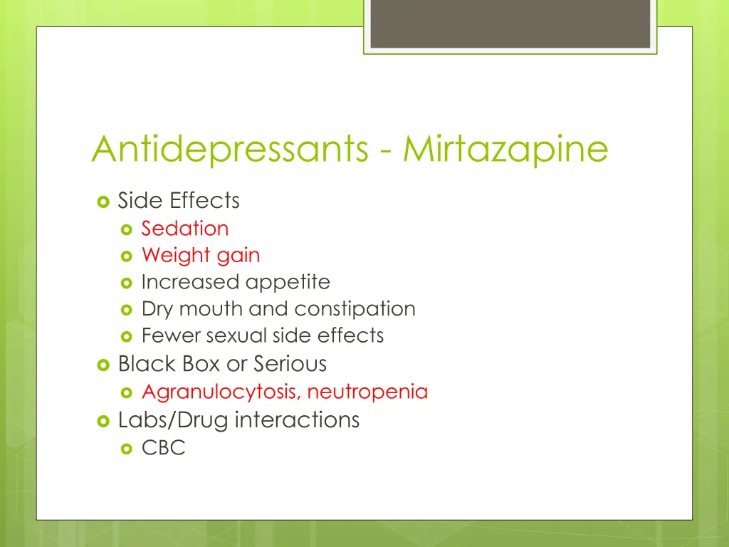 antidepressants mirtazapine