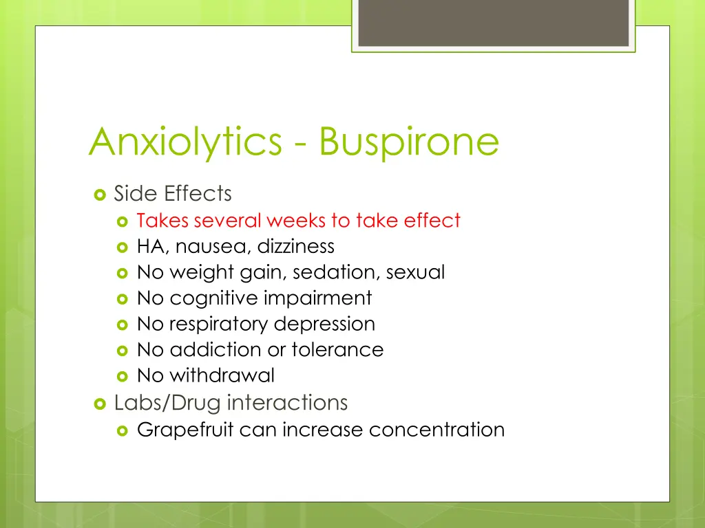 anxiolytics buspirone