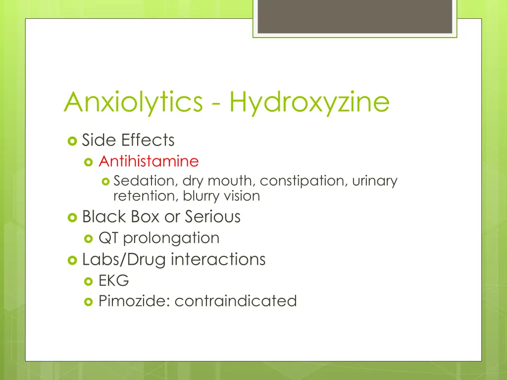 anxiolytics hydroxyzine