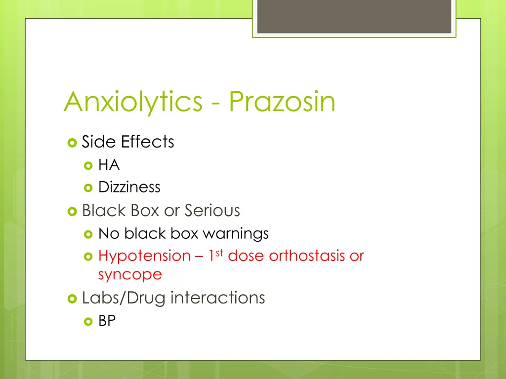 anxiolytics prazosin