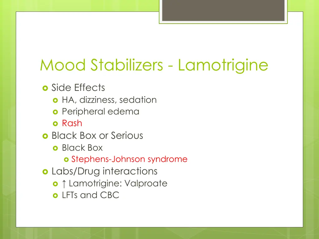 mood stabilizers lamotrigine