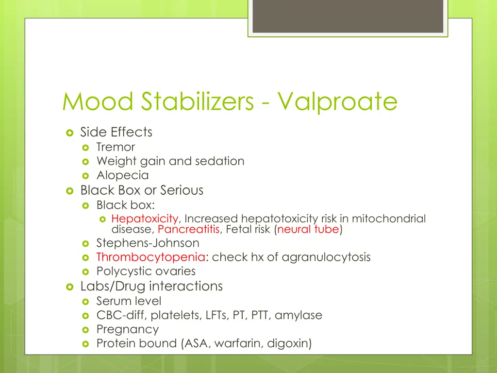 mood stabilizers valproate