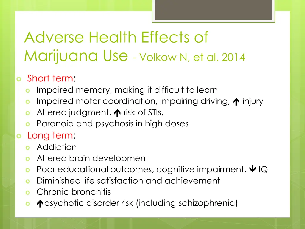 adverse health effects of marijuana use volkow