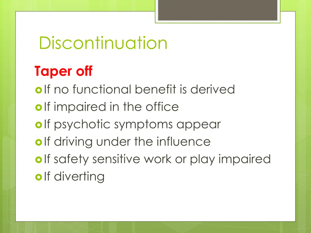 discontinuation