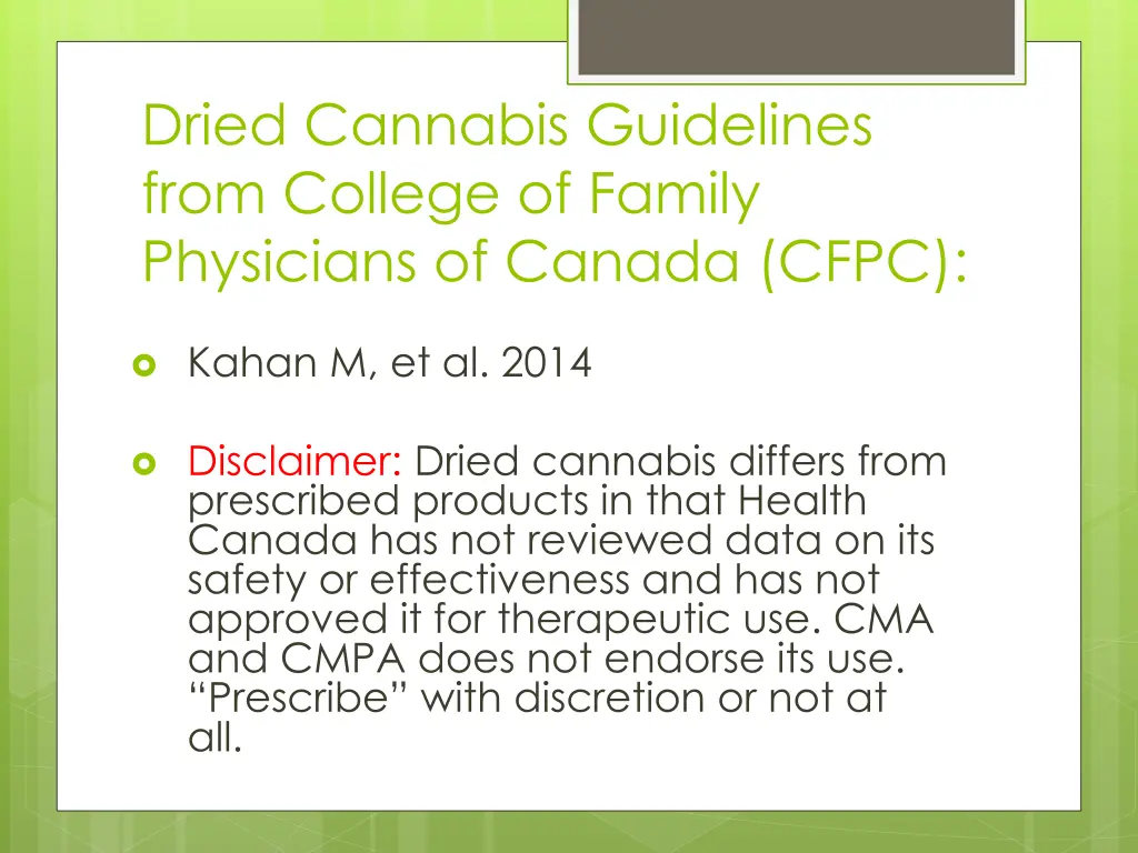 dried cannabis guidelines from college of family