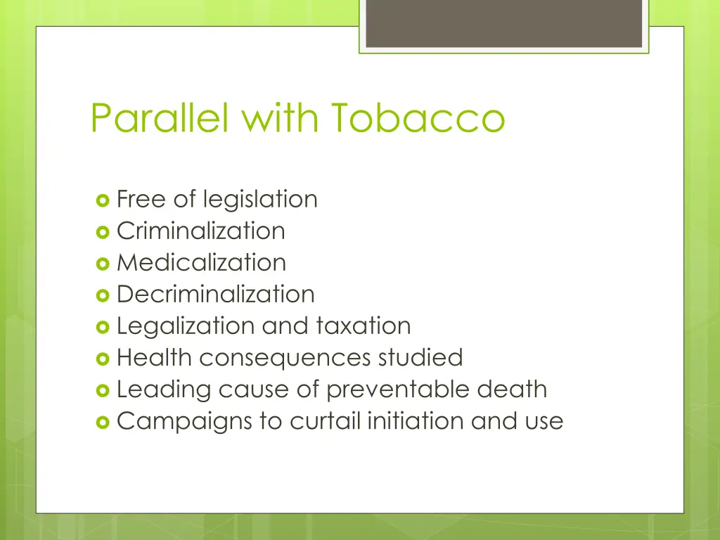 parallel with tobacco