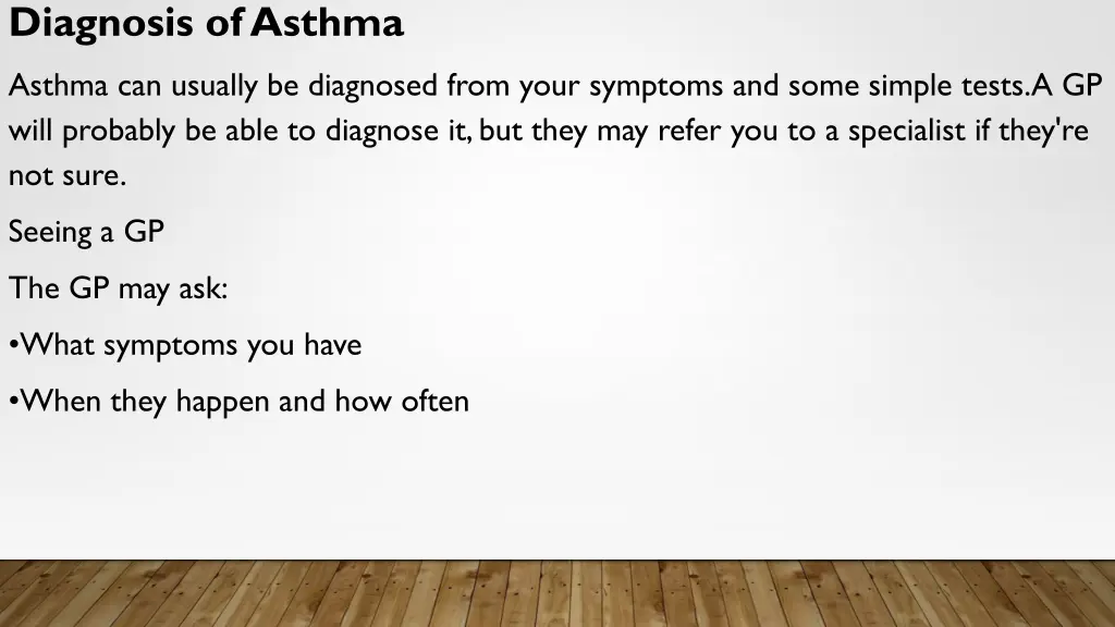 diagnosis of asthma