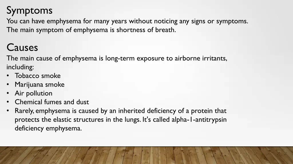 symptoms you can have emphysema for many years