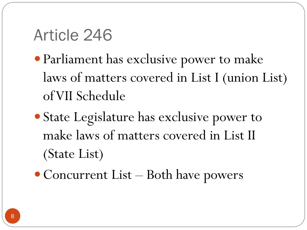 article 246 parliament has exclusive power