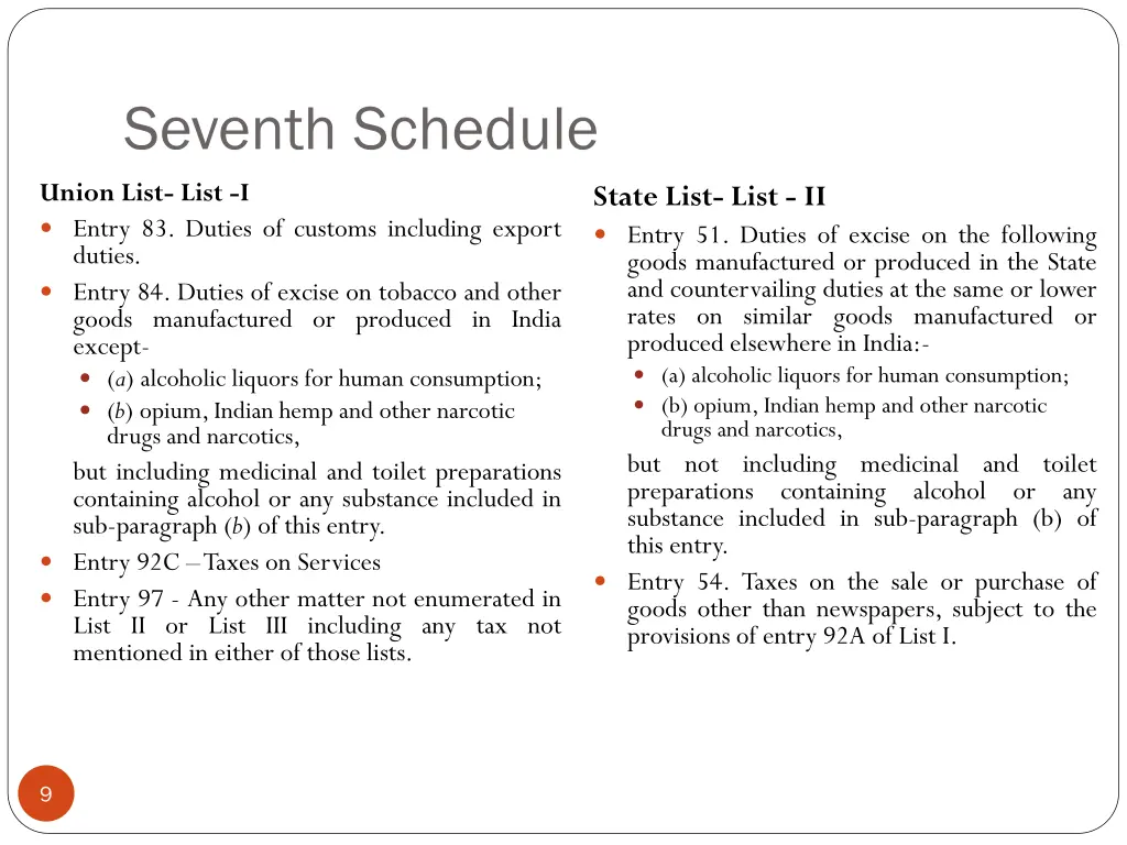 seventh schedule