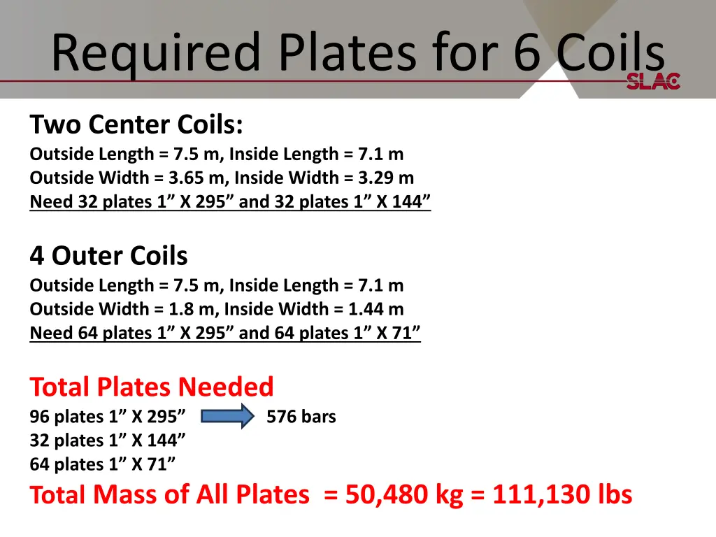 required plates for 6 coils