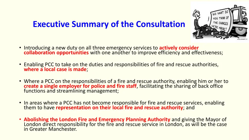 executive summary of the consultation