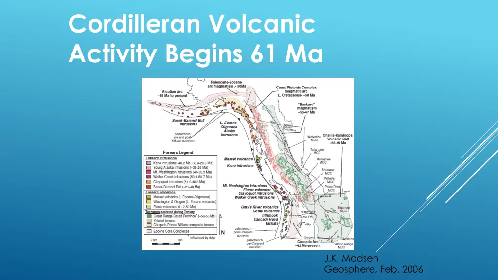 cordilleran volcanic activity begins 61 ma