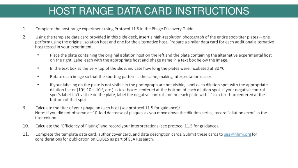 host range data card instructions