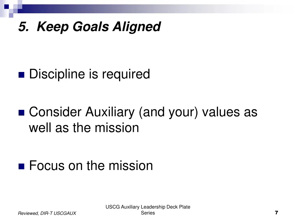 5 keep goals aligned