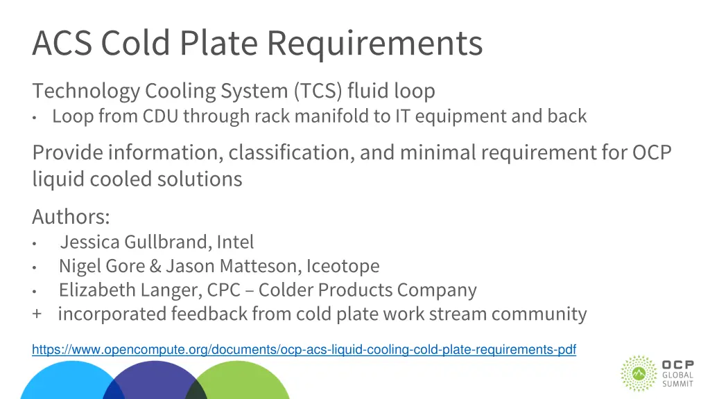 acs cold plate requirements