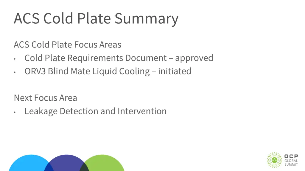 acs cold plate summary