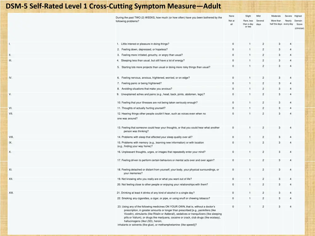 dsm 5 self rated level 1 cross cutting symptom