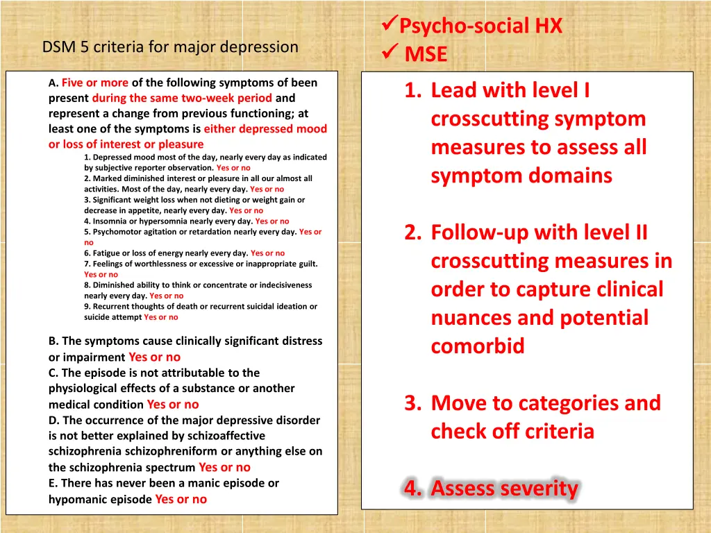 psycho social hx mse