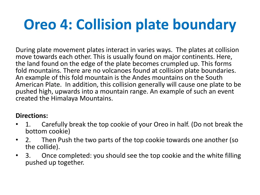 oreo 4 collision plate boundary