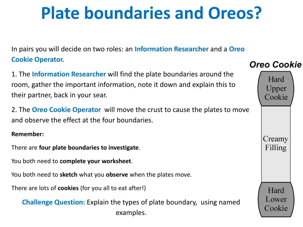 plate boundaries and oreos