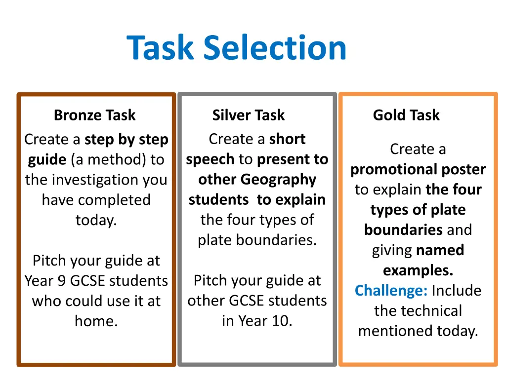 task selection