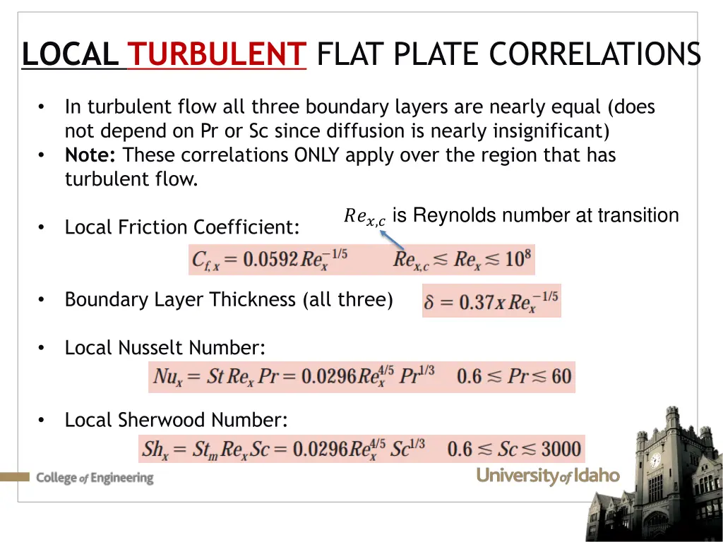 local turbulent flat plate correlations