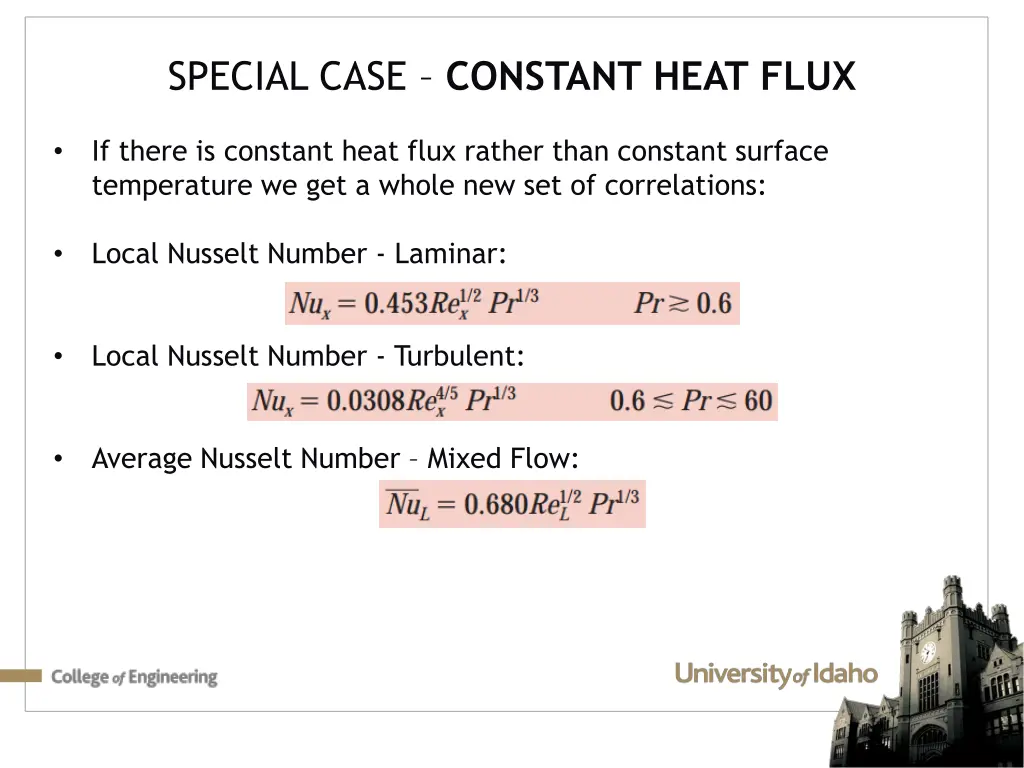 special case constant heat flux