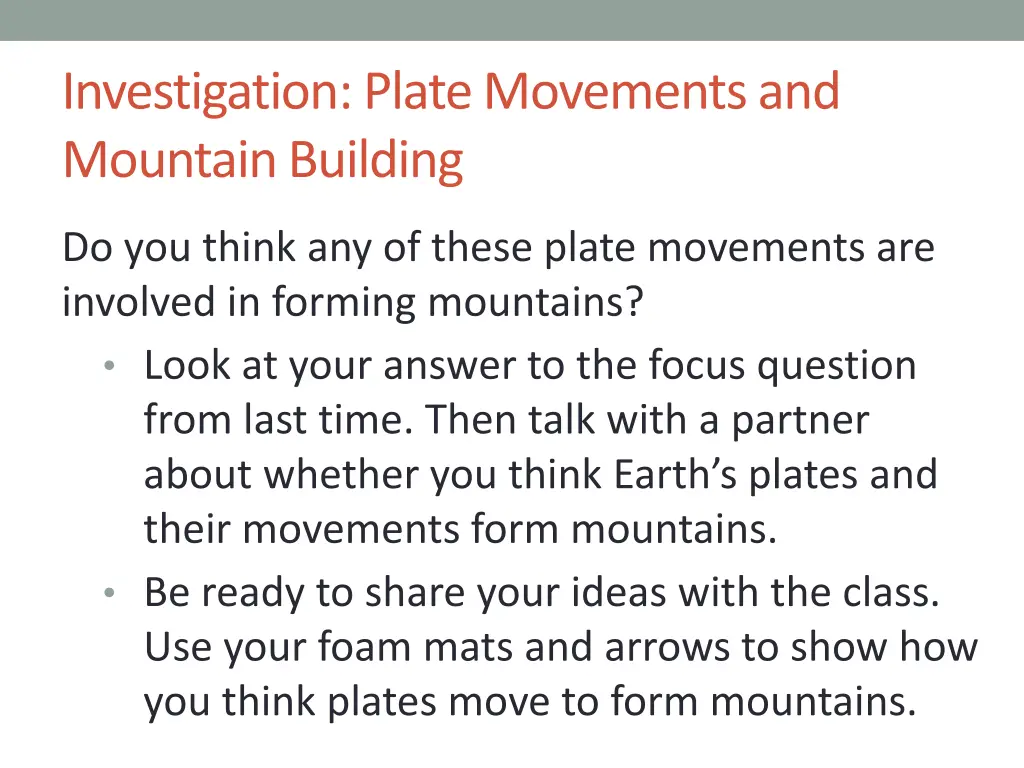 investigation plate movements and mountain